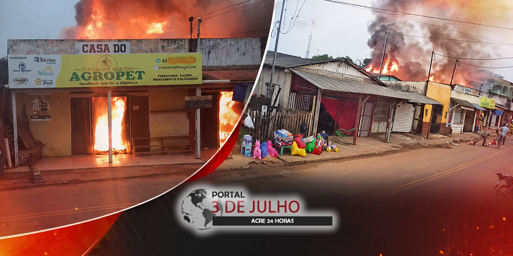 Incêndio atinge residências e comércios em Bujari e mobiliza equipes de emergência
