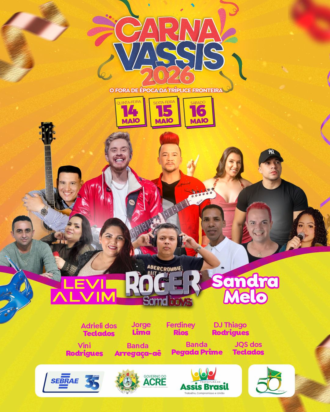Carnavassis 2026 começa nesta quinta-feira e promete movimentar Assis Brasil com três dias de festa
