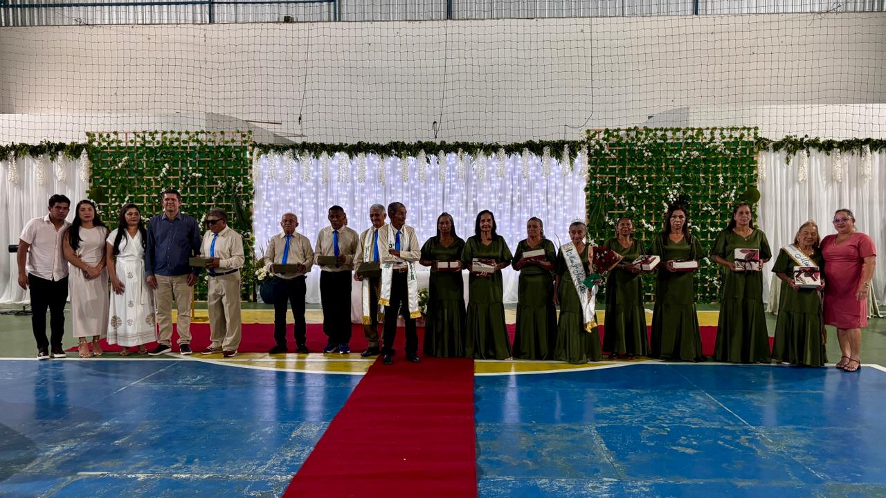 Prefeitura de Rodrigues Alves promove escolha de miss e mister da terceira idade em noite de alegria