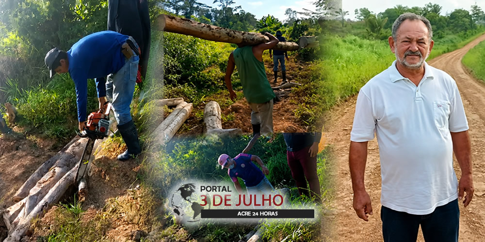 Produtores do Ramal Santa Rita constroem ponte com as próprias mãos enquanto prefeito Padeiro prioriza ramal de fazendeiros